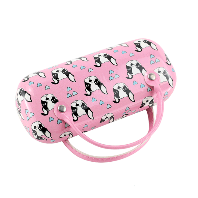 PU Leather Eyeglass Case with Handle Close Up