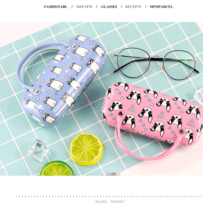 PU Leather Eyeglass Case with Handle Close Up