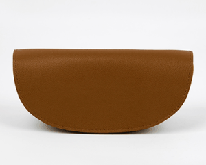 brown soft leather eyeglass case back look