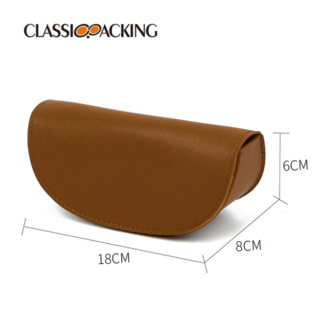 brown soft leather eyeglass case size