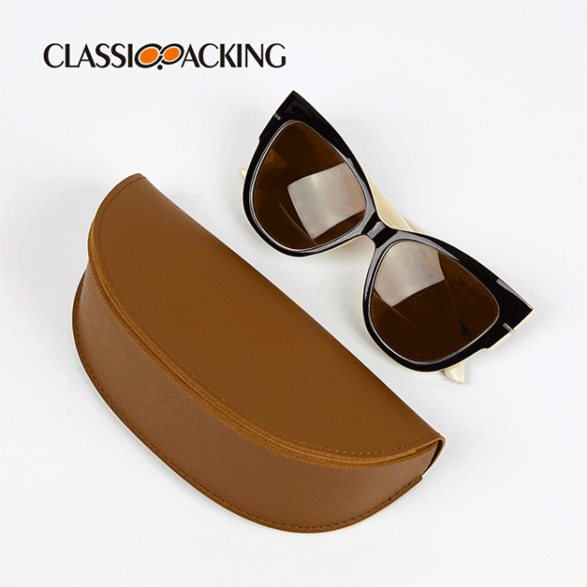 brown soft leather eyeglass case size comparison