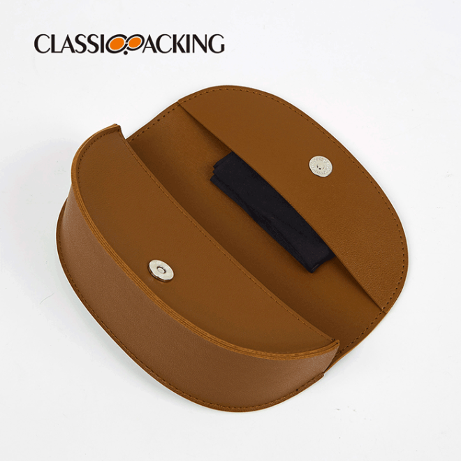 brown soft leather eyeglass case storage capacity