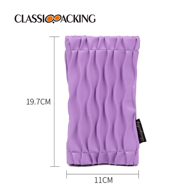 Purple Pleated Sunglass Pouch Size