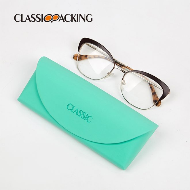 cyan pu leather reading glasses case size comparison