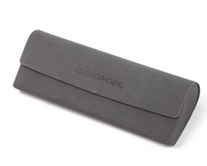 dark gray handmade leather sunglass case