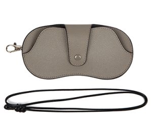 dark grey custom color eyeglass case with strap