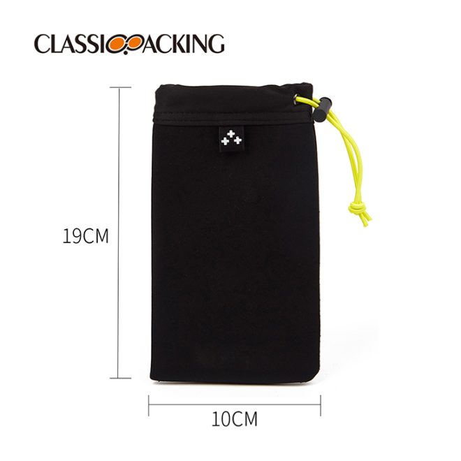 black eyeglass drawstring bags size