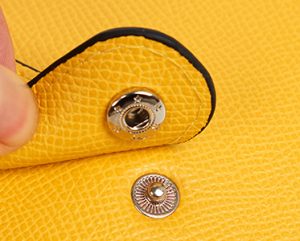 glasses case with strap button detail
