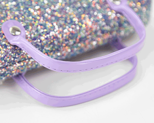 glitter glasses case top handle close up