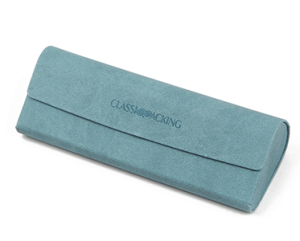 green handmade leather sunglass case