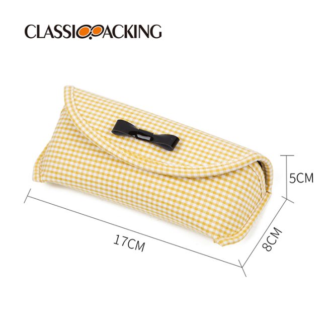ladies soft glasses case with leather ribbon size
