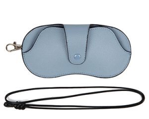 light blue glasses case with strap