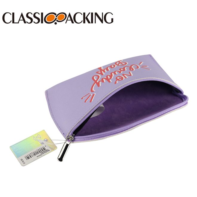 purple soft eyeglass case with zipper