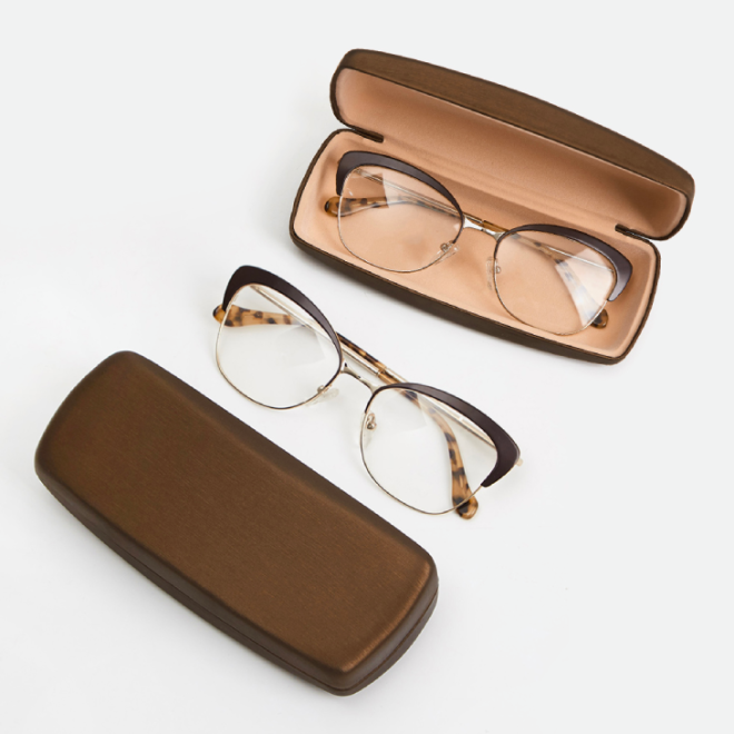 brushed metallic pvc glasses case capacity