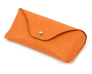 orange recylced bonded leather soft glasses case