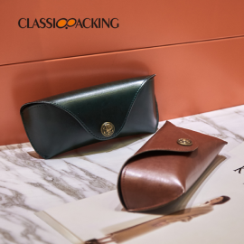 In-Stock Green/Brown Leather Glasses Case Bulk