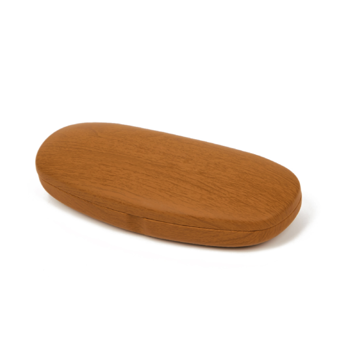 wooden-like leather glasses case hard oval shape
