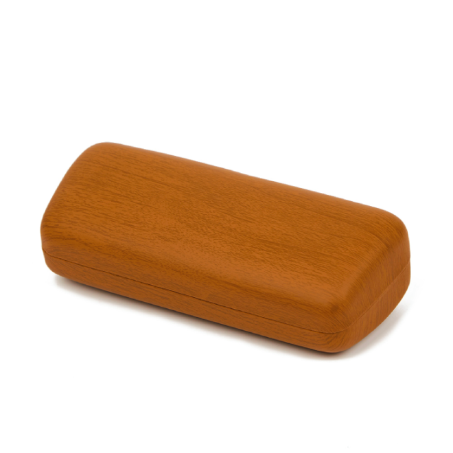 wooden-like leather glasses case hard square corner