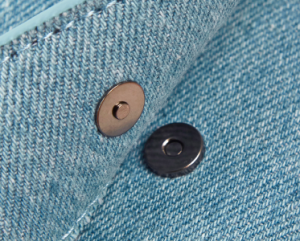 denim glasses case button detail